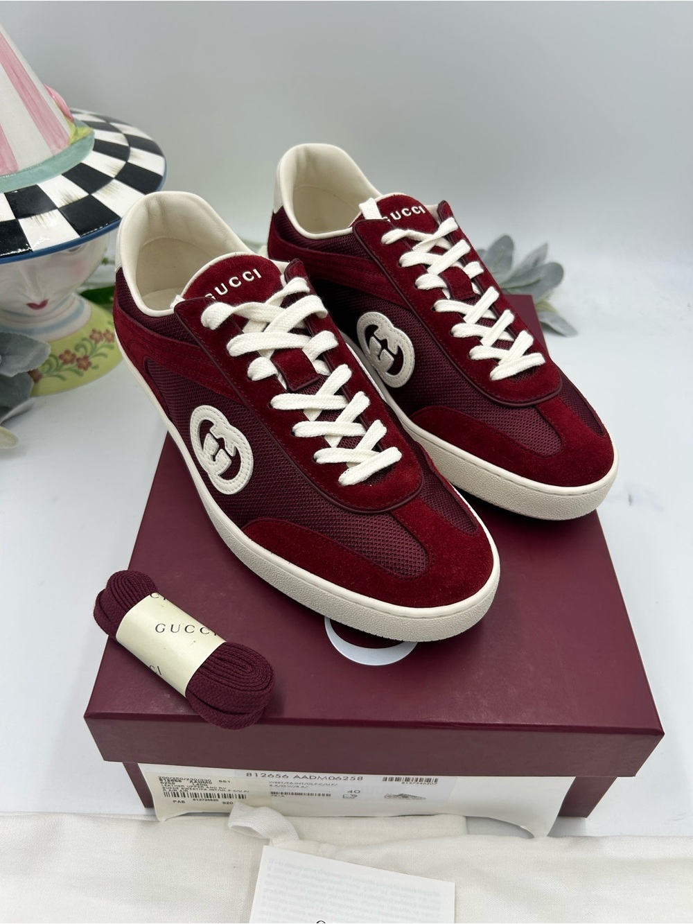 Women's Gucci interlocking G suede/mesh sneakers size 40/10 US made in Italy